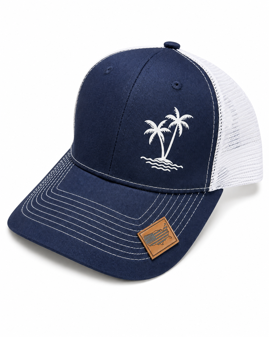 Navy Palm Trucker Hat
